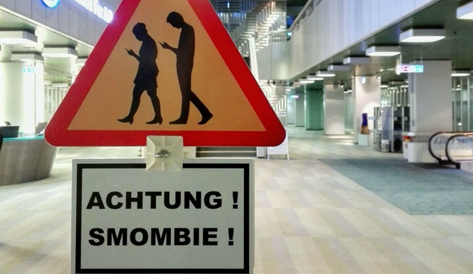 smombie sign in a germany mall