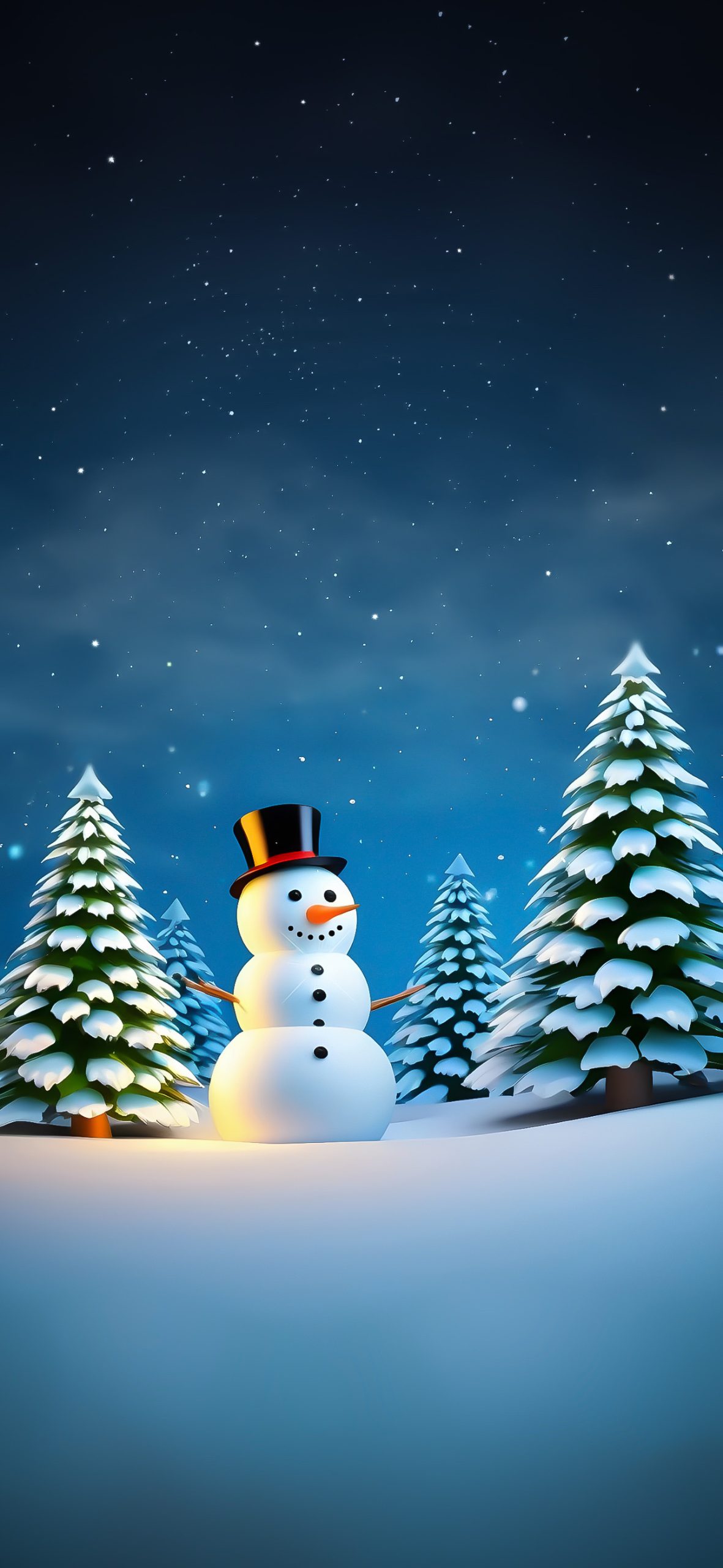 Christmas-Scenery-Snowman-and-Tree-for-iPhone